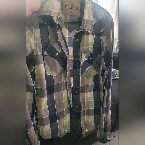 Hollister Other - Hollister Men's Plaid Button-Down Shirt in Blue, Green,Gray. Used Couple Times